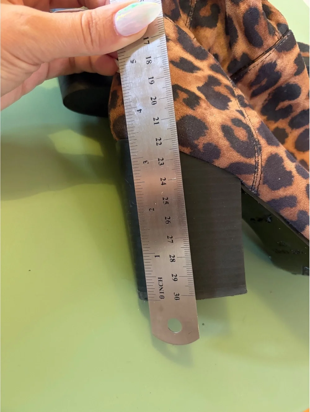 Marc Fisher Leopard Print Knee-High Block Heel Boots Size 8.5